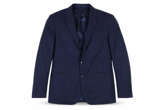 Moss London Blue Wool Blazer, Size 44, Formal, Single-Breasted