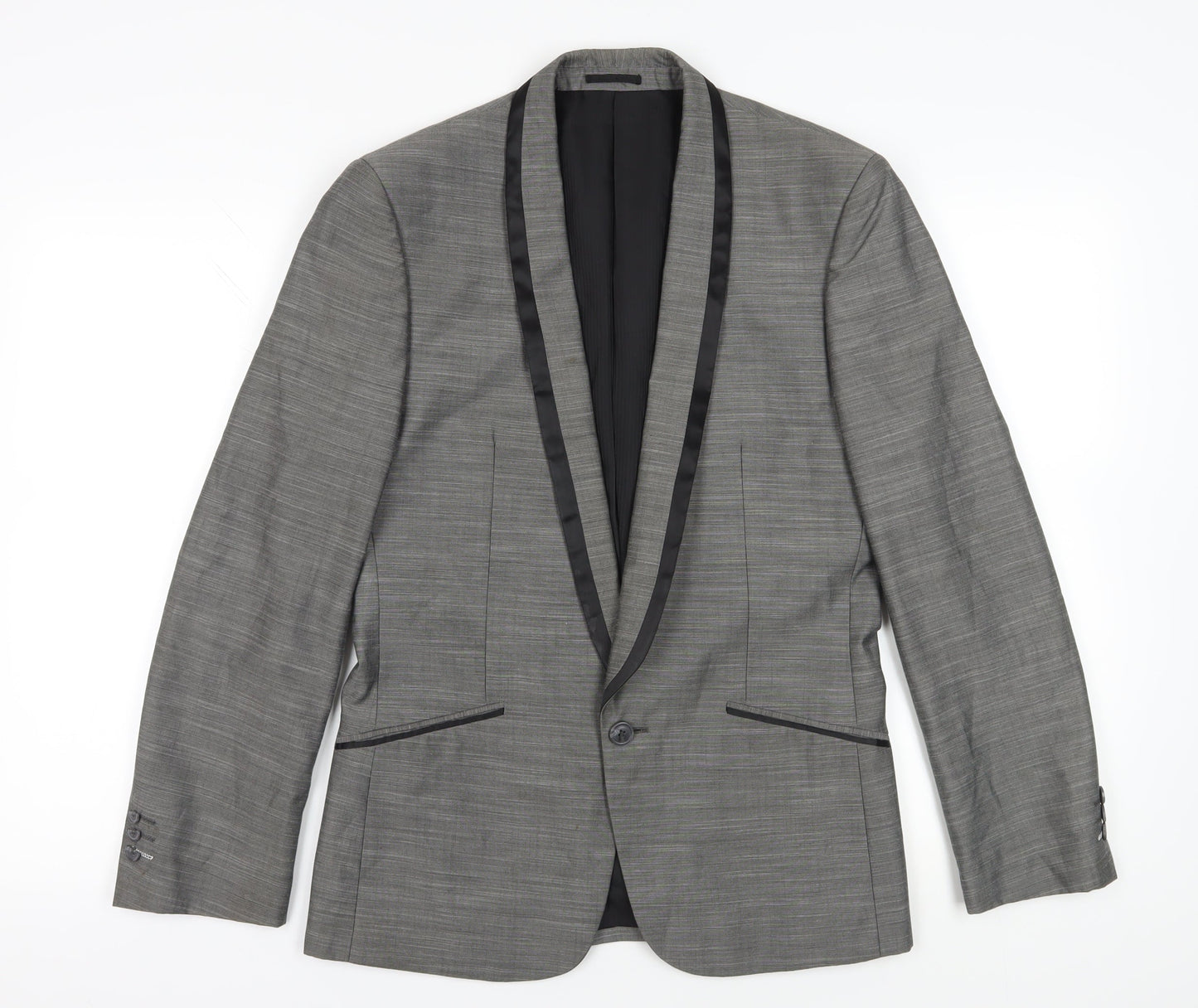 Goodsouls Grey Slim Fit Blazer Shawl Lapel Formal Jacket