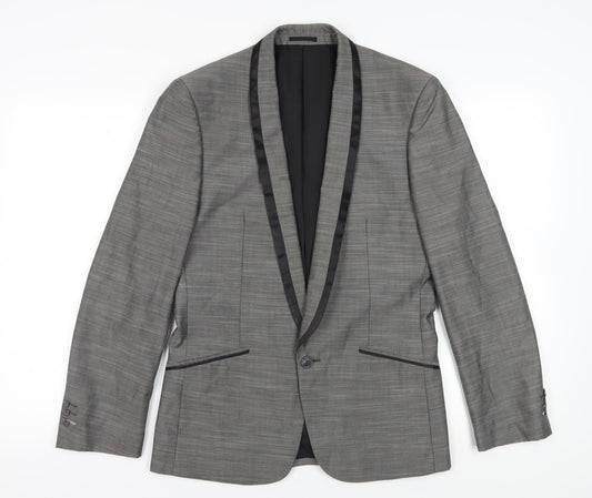 Goodsouls Grey Slim Fit Blazer Shawl Lapel Formal Jacket