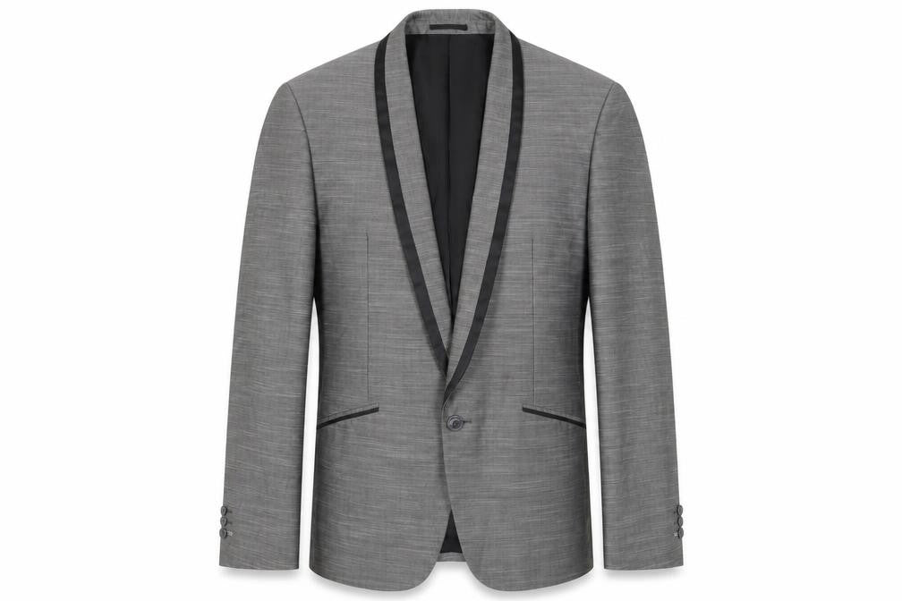 Goodsouls Grey Slim Fit Blazer Shawl Lapel Formal Jacket