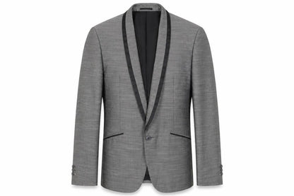 Front view of Goodsouls Grey Slim Fit Blazer Shawl Lapel Formal Jacket