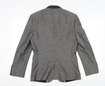 Back view of Goodsouls Grey Slim Fit Blazer Shawl Lapel Formal Jacket