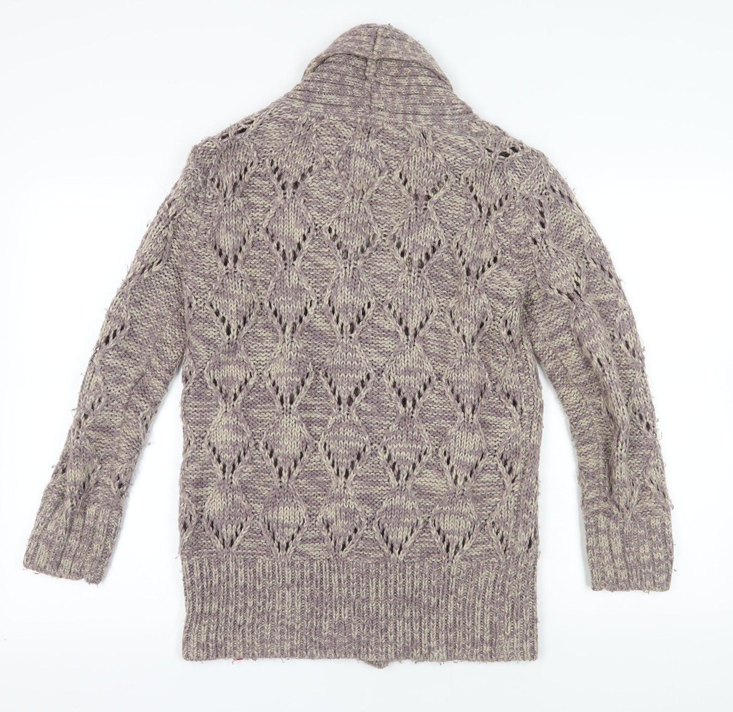 Esprit Grey Wool Cardigan Medium Open-Knit