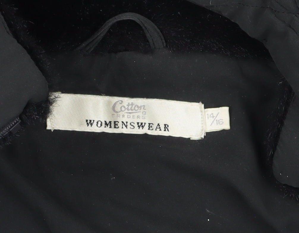 Cotton Traders Women's Black Puffer Jacket, Size 14/16
