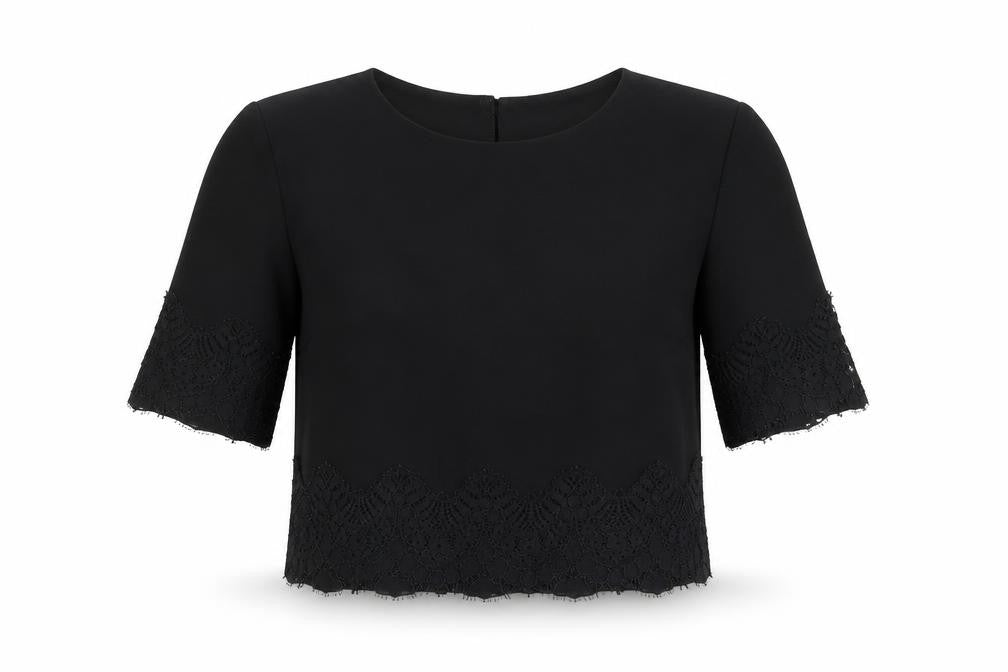 French Connection Women's Black Cropped Blouse, Size 8