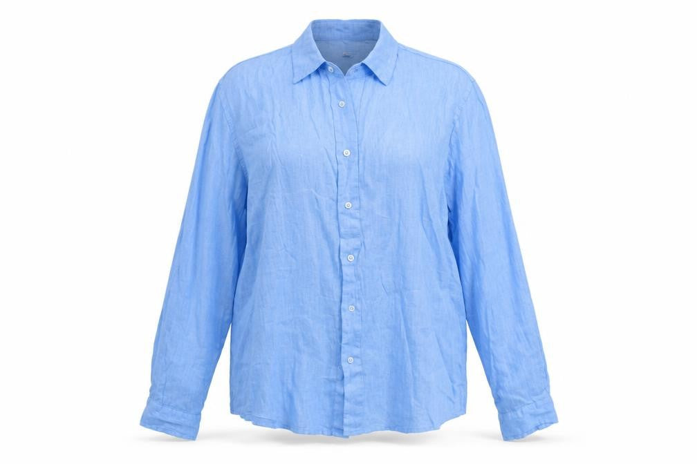 Pura Lima Womens Blue Linen Basic Blouse Size 3XL Collared