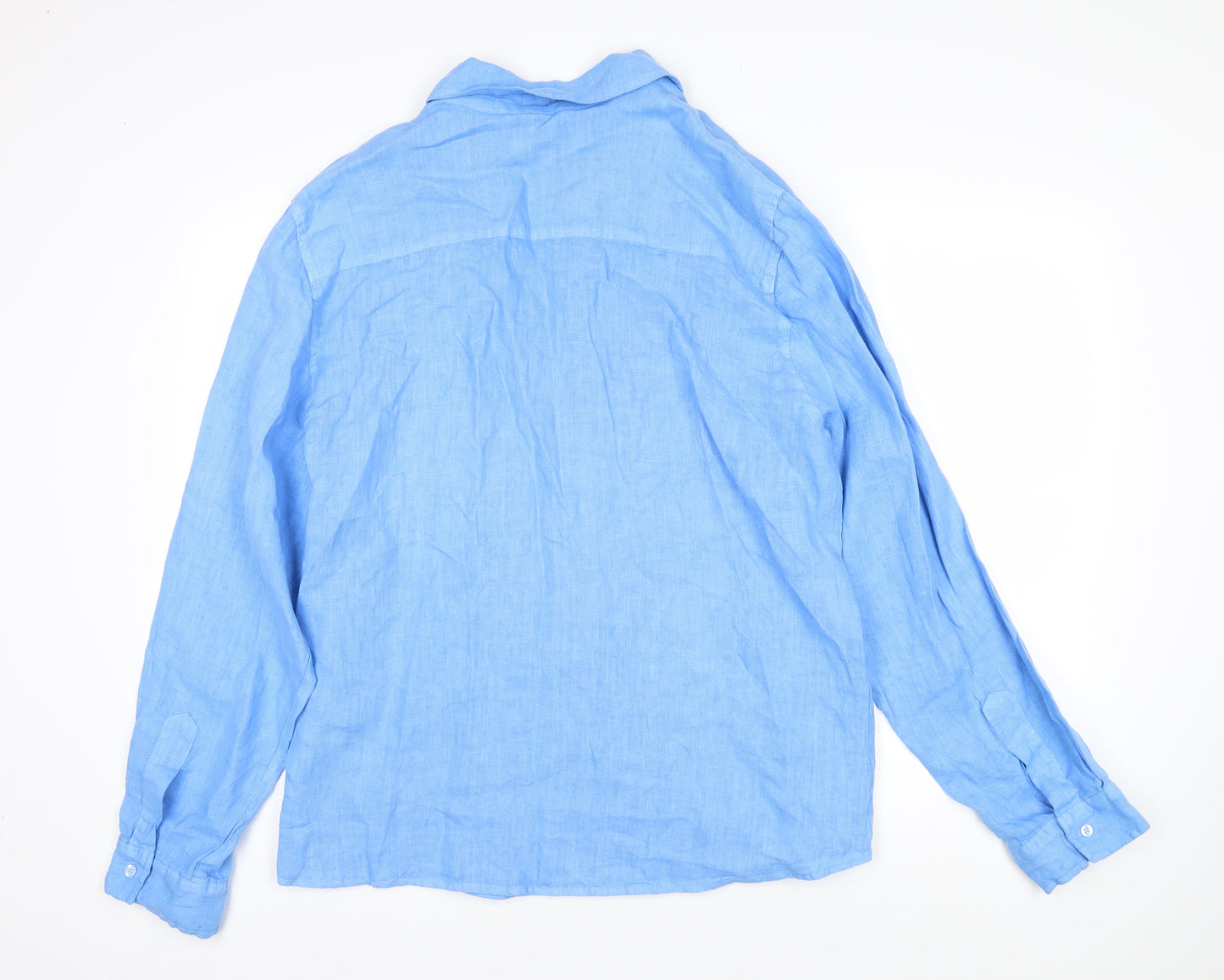 Pura Lima Womens Blue Linen Basic Blouse Size 3XL Collared