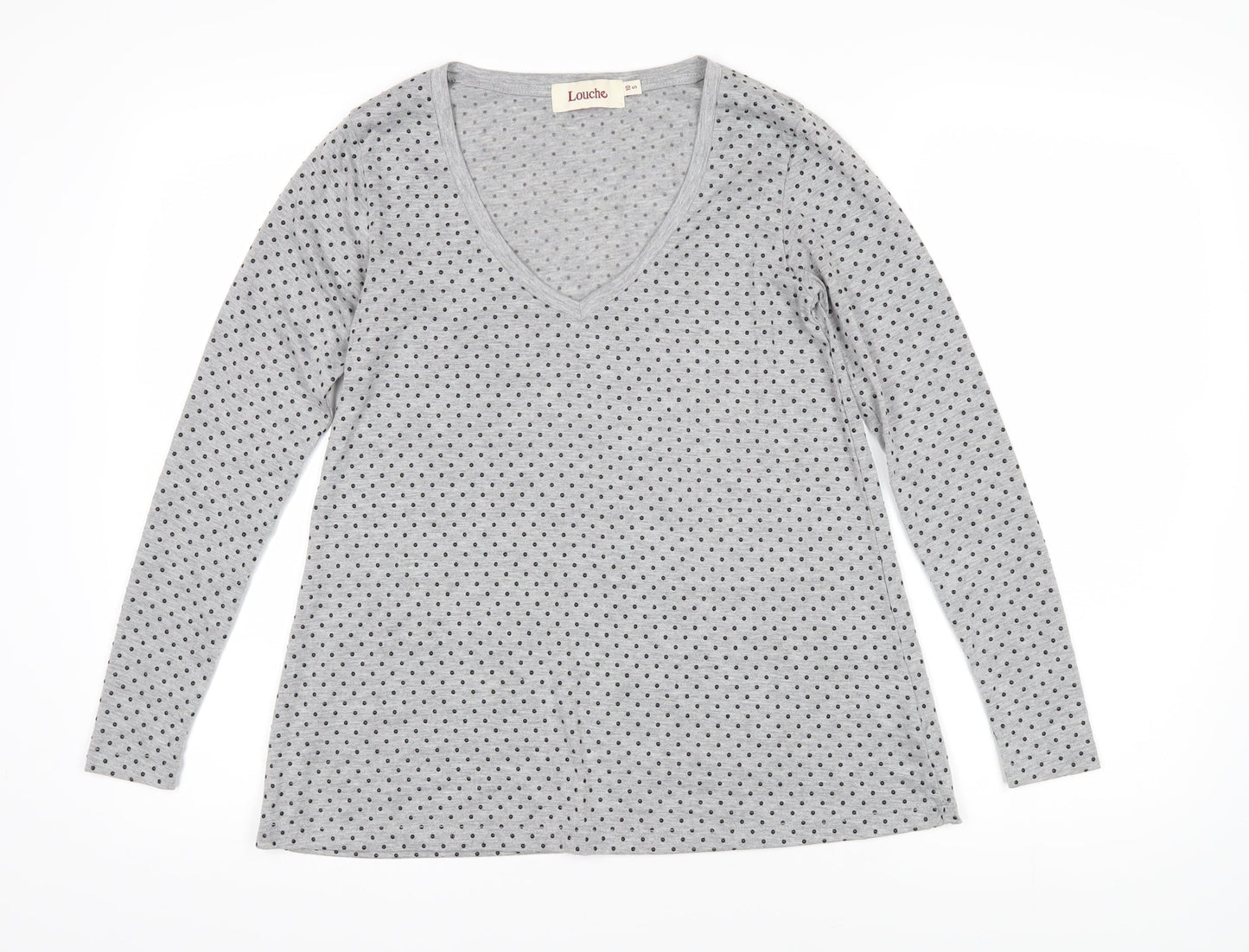 Louche Womens Grey Polka Dot Polyester Basic T-Shirt Size 10 Sweetheart