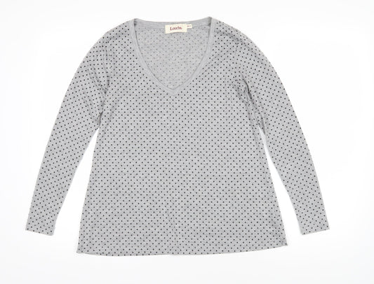 Louche Womens Grey Polka Dot Polyester Basic T-Shirt Size 10 Sweetheart