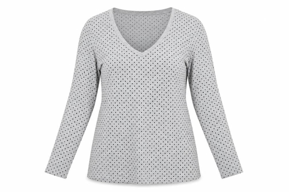 Louche Womens Grey Polka Dot Polyester Basic T-Shirt Size 10 Sweetheart