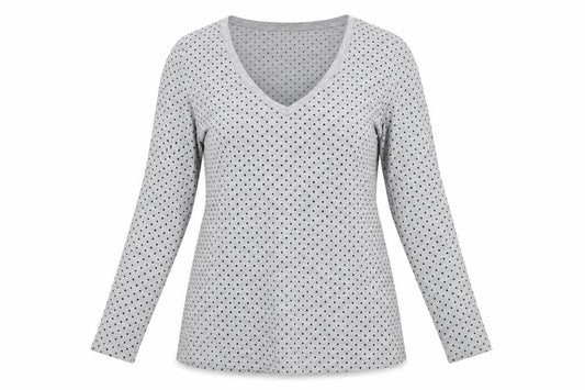 Louche Womens Grey Polka Dot Polyester Basic T-Shirt Size 10 Sweetheart