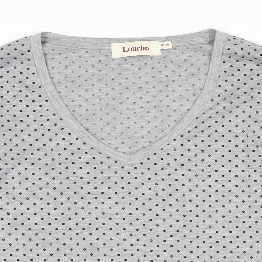 Louche Womens Grey Polka Dot Polyester Basic T-Shirt Size 10 Sweetheart