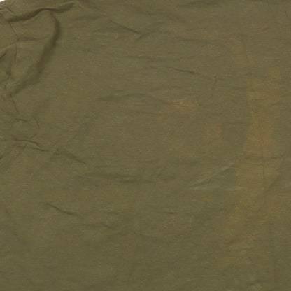 Mango Womens Green Cotton Basic T-Shirt Size XL Boat Neck