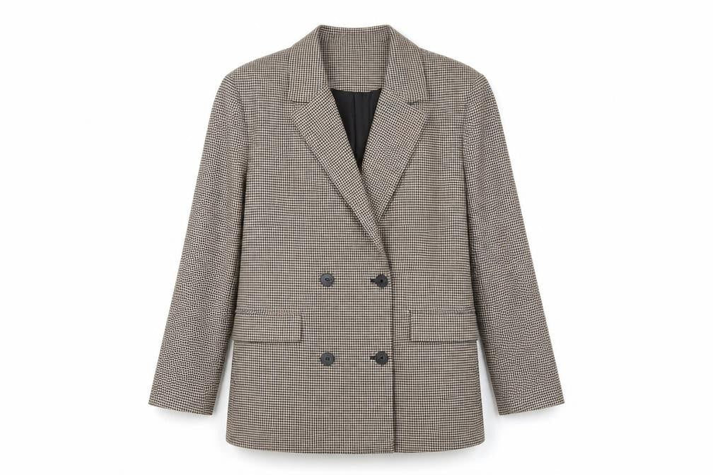 Bershka Womens Brown Check Jacket Blazer Size M Button
