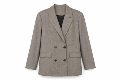 Bershka Womens Brown Check Jacket Blazer Size M Button