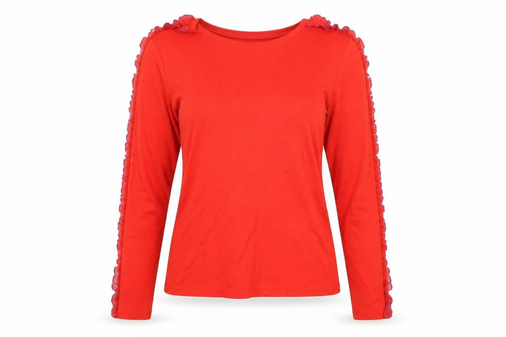 Great plains Womens Red Viscose Basic T-Shirt Size 14 Boat Neck