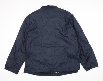 Back view of Maine New England women’s blue rain coat jacket, size UK 20, zip