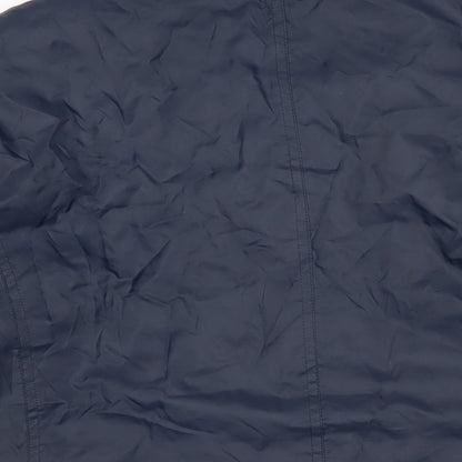 Brand and care label for Maine New England women’s blue rain coat jacket, size UK 20, zip
