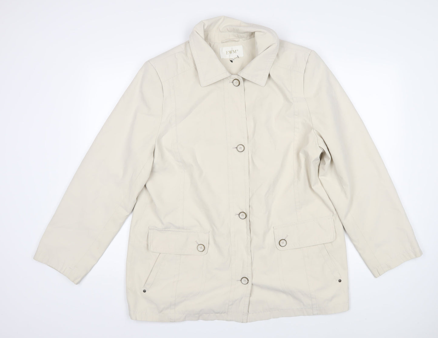 EWM Womens Beige Jacket Coat Size 16 Button