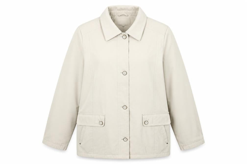 EWM Womens Beige Jacket Coat Size 16 Button