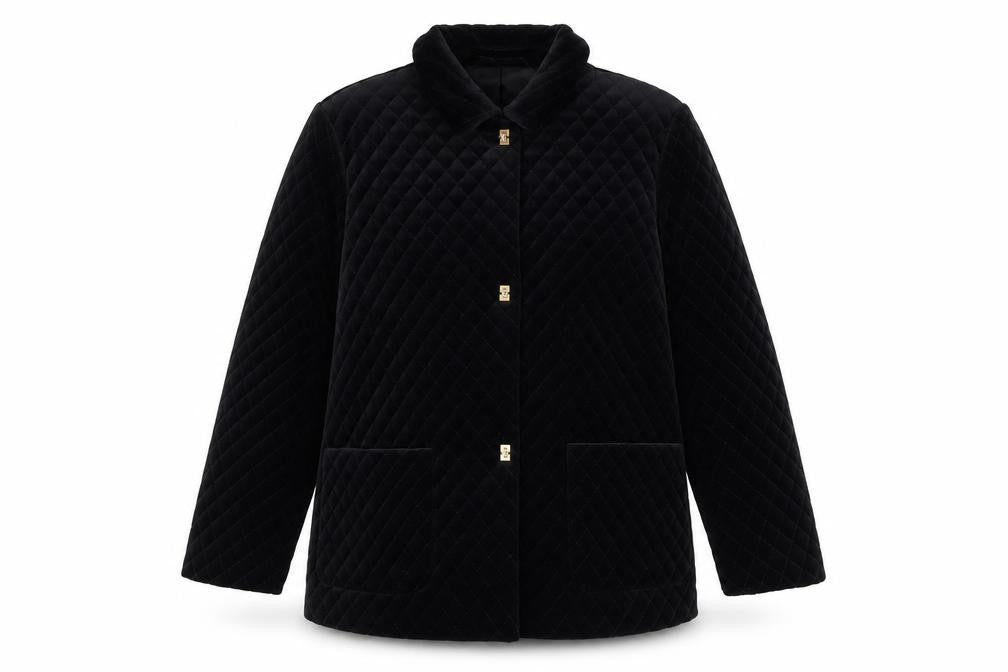 LUCIA Womens Black Quilted Blazer Size 16 Button