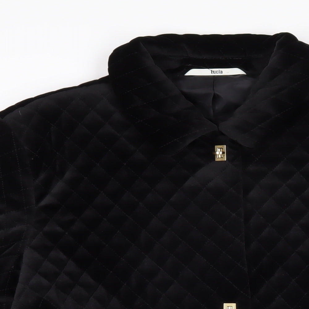 LUCIA Womens Black Quilted Blazer Size 16 Button