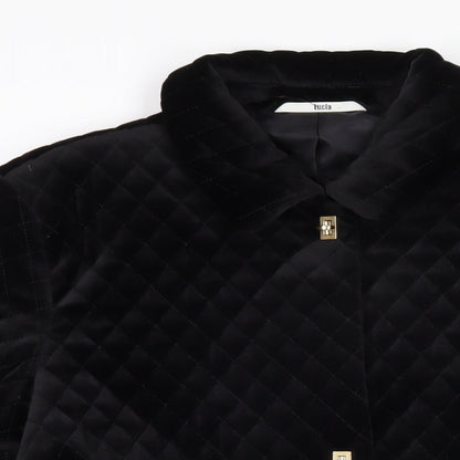 LUCIA Womens Black Quilted Blazer Size 16 Button