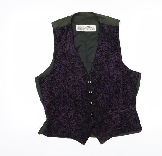 Gallagher & Egan Mens Purple Paisley Cotton Jacket Suit Waistcoat Size M Regular