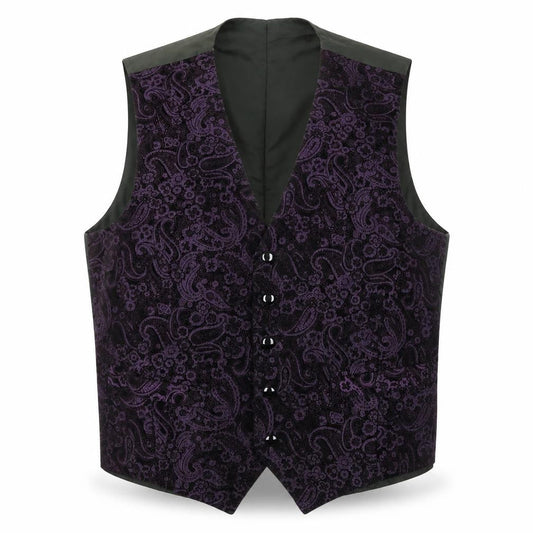 Gallagher & Egan Mens Purple Paisley Cotton Jacket Suit Waistcoat Size M Regular
