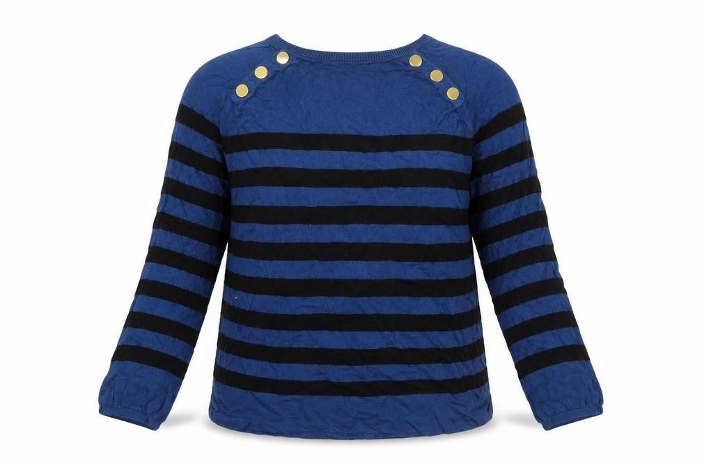 Kookai Womens Blue Boat Neck Striped Acrylic Pullover Jumper Size 2