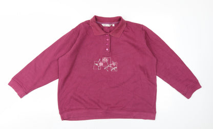 EWM Womens Pink Cotton Pullover Sweatshirt Size 18 Button