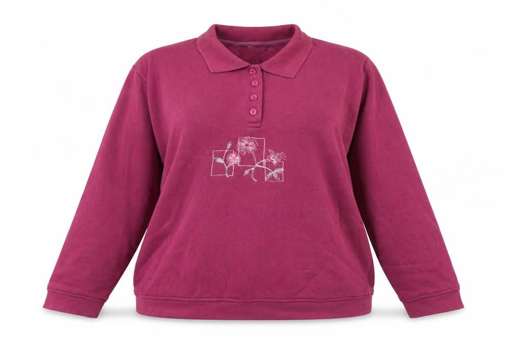 EWM Womens Pink Cotton Pullover Sweatshirt Size 18 Button