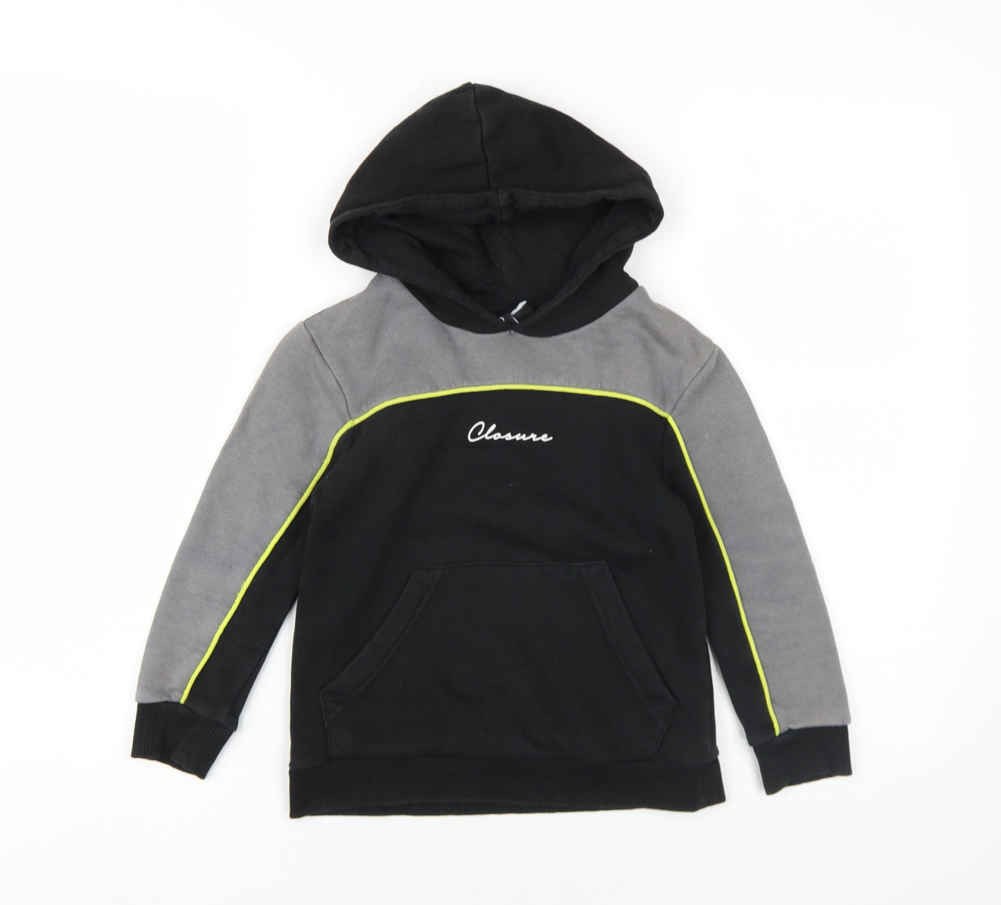 Closure Boys Black Cotton Pullover Hoodie Size 7-8 Years Pullover