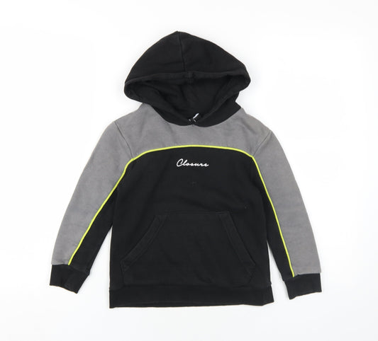 Closure Boys Black Cotton Pullover Hoodie Size 7-8 Years Pullover