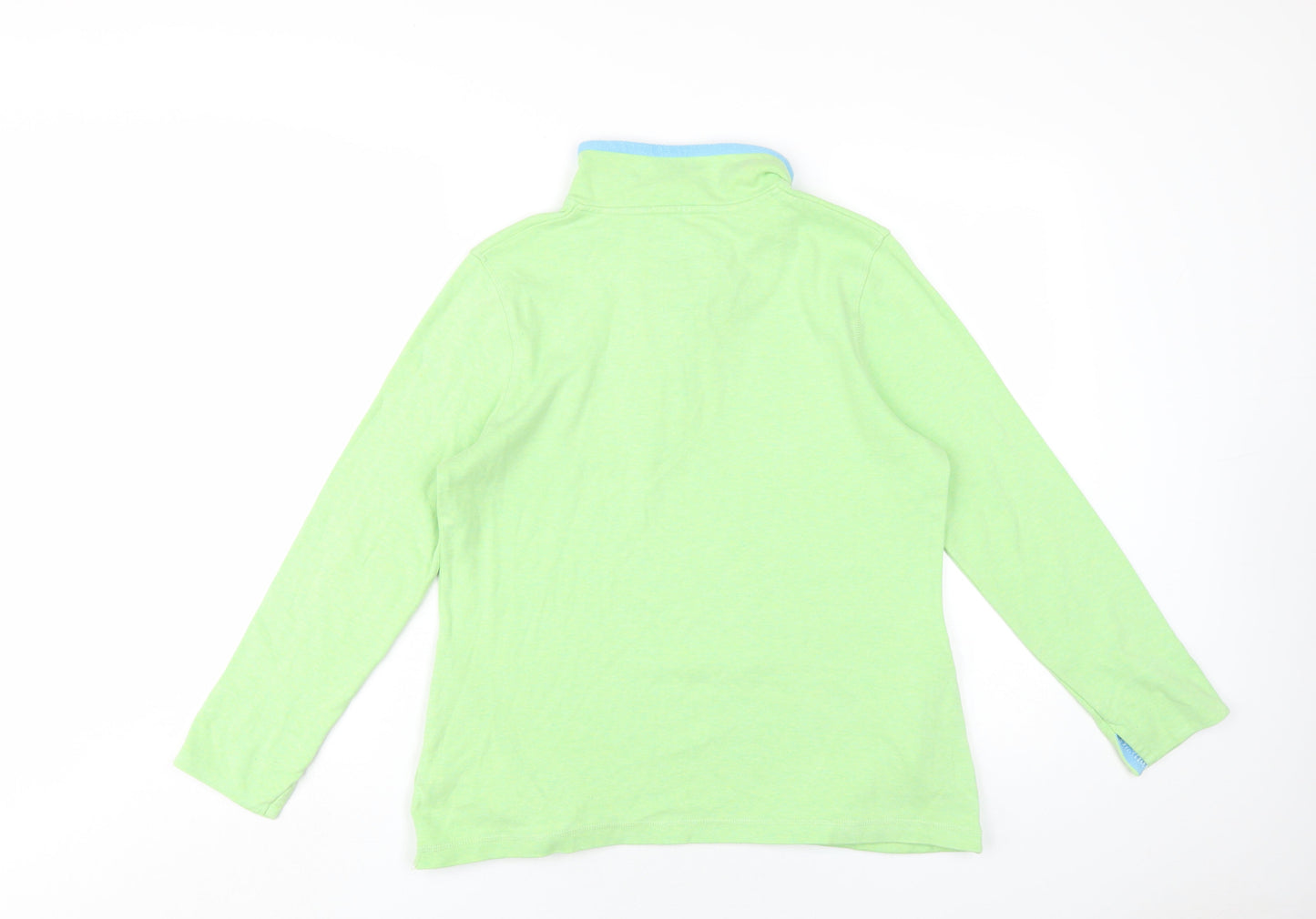 DASH Womens Green Cotton Pullover Sweatshirt Size 12 Button