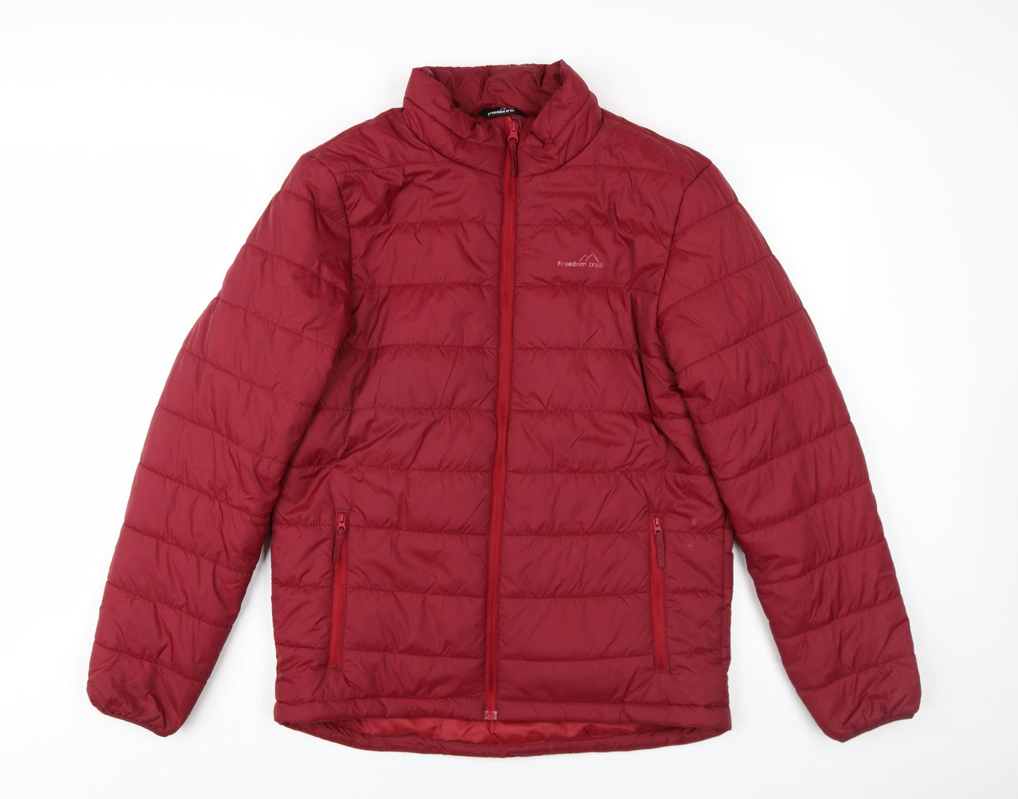 Freedom Trail Mens Red Puffer Jacket Coat Size S Zip