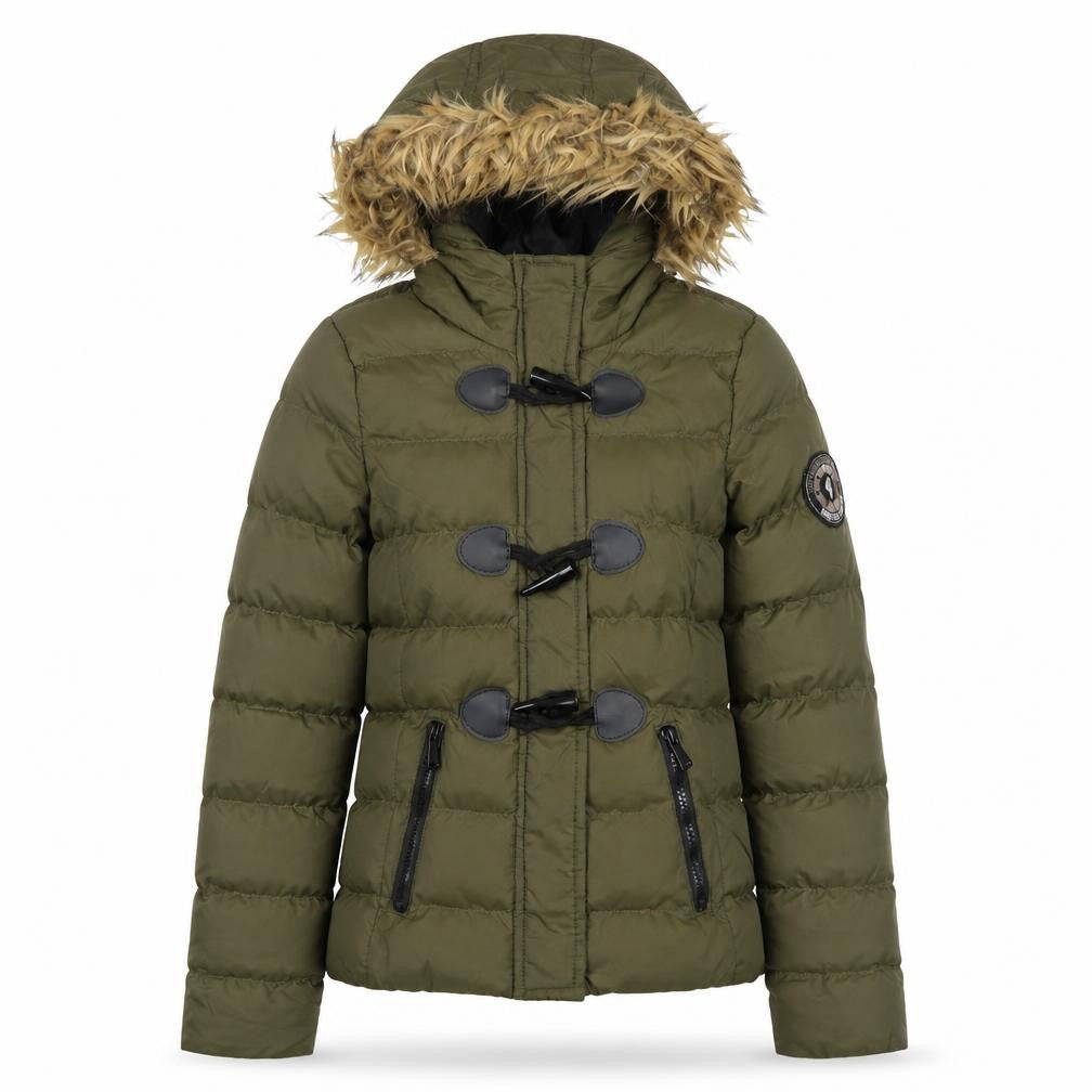 Brave Soul Womens Green Puffer Jacket Coat Size 4 Zip