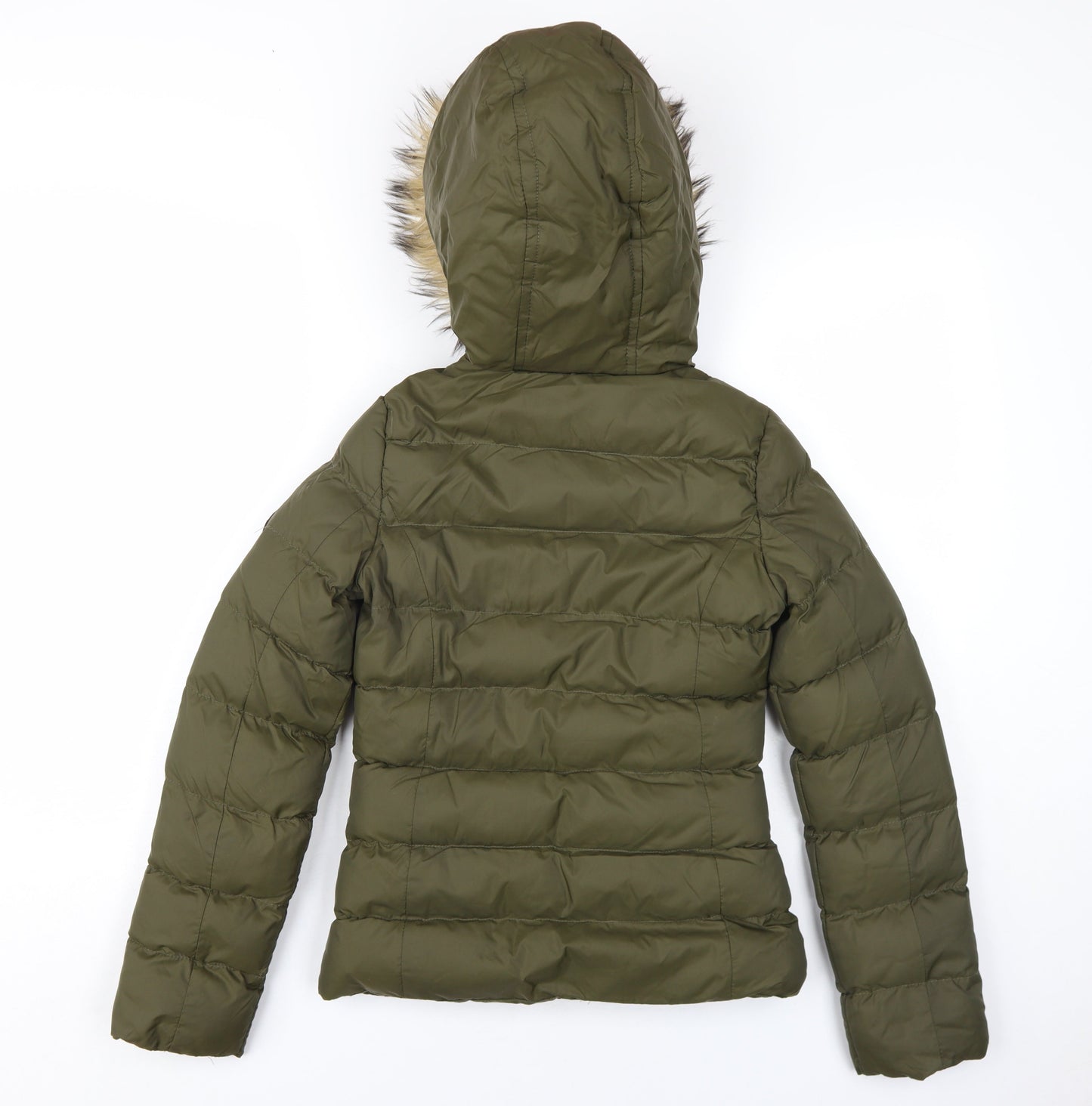 Brave Soul Womens Green Puffer Jacket Coat Size 4 Zip