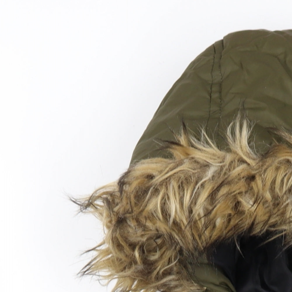 Brave Soul Womens Green Puffer Jacket Coat Size 4 Zip