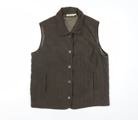 EWM Womens Green Gilet Waistcoat Size S Button
