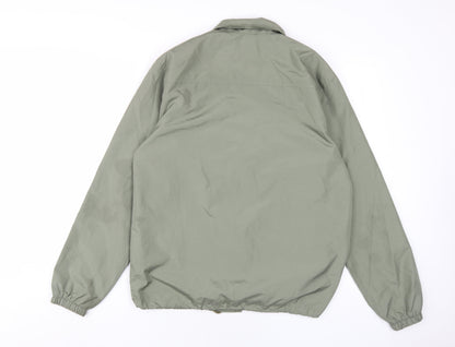 Back view of French Connection men’s green jacket, size S, snap
