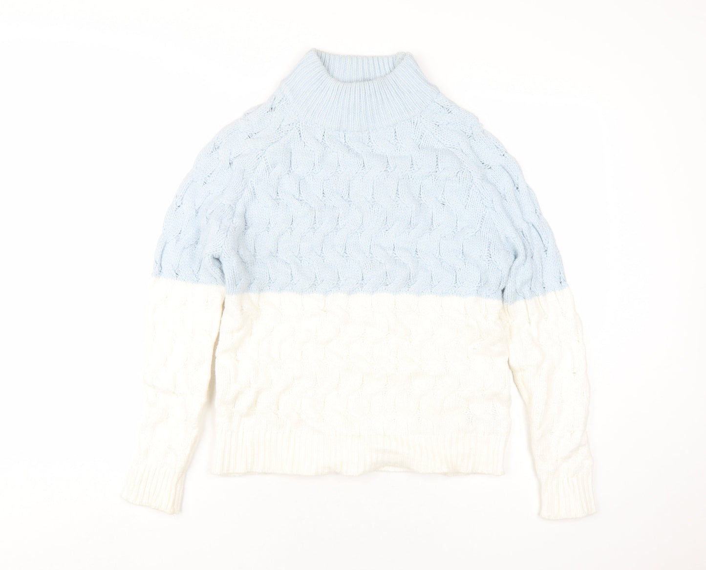 Telluride Womens Blue Mock Neck Polyester Pullover Jumper Size S