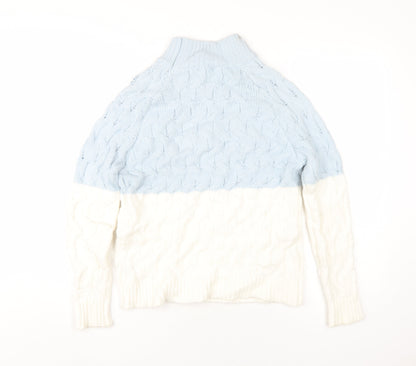 Telluride Womens Blue Mock Neck Polyester Pullover Jumper Size S