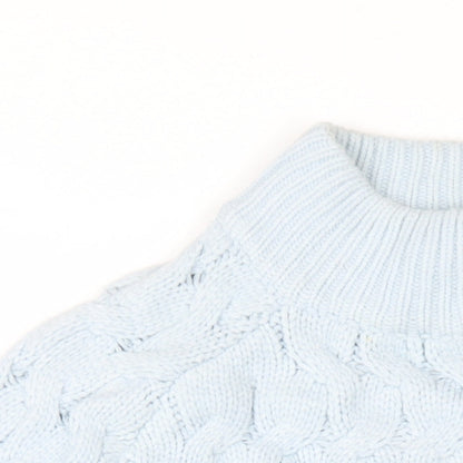 Telluride Womens Blue Mock Neck Polyester Pullover Jumper Size S