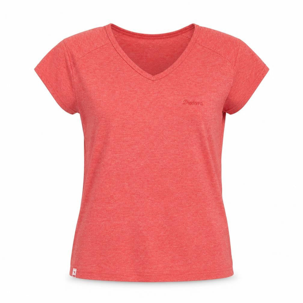 Diadora Womens Red Patent Leather Basic T-Shirt Size 12 V-Neck