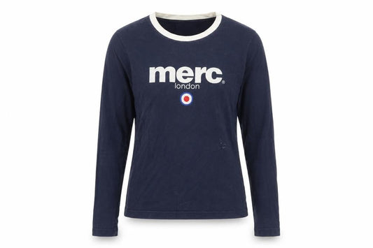 Merc Womens Blue Cotton Basic T-Shirt Size S Round Neck