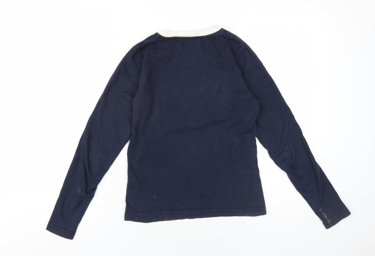 Merc Womens Blue Cotton Basic T-Shirt Size S Round Neck