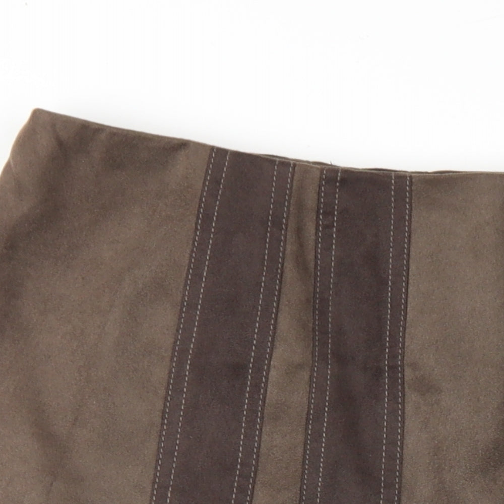 CC Womens Brown Polyester A-Line Skirt Size 16 Zip