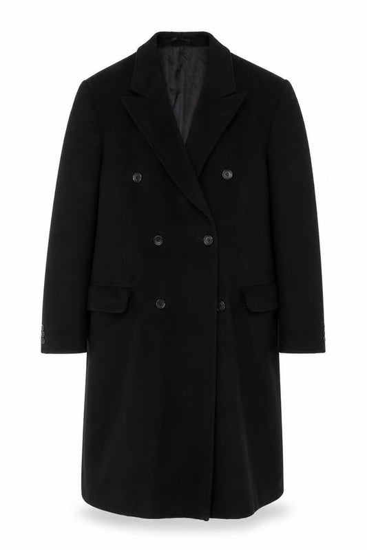 Beatties Mens Black Overcoat Coat Size L Button