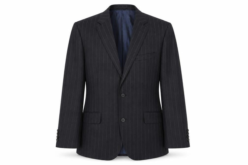 SW England Mens Grey Striped Wool Jacket Suit Jacket Size 40 Regular